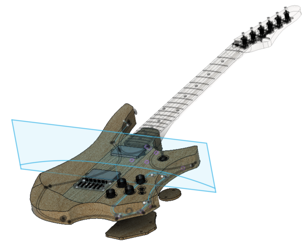 Guitar designed using CAD software