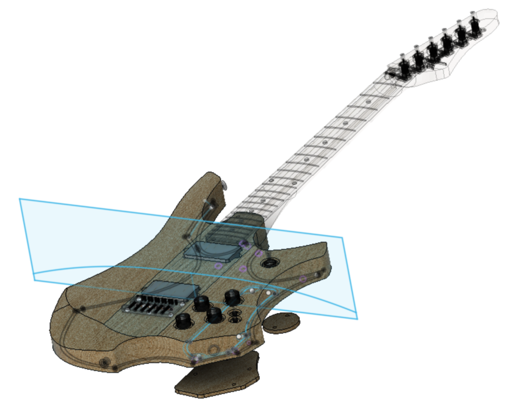 Electric guitar designed using CAD software